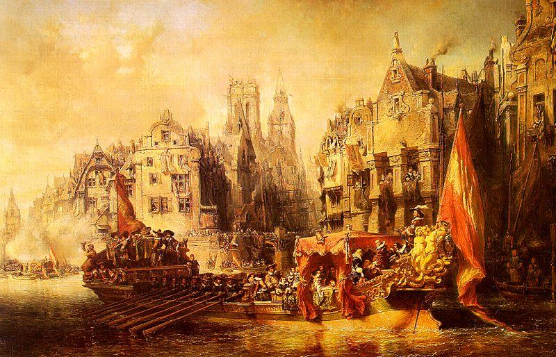  Eugene Isabey Arrival of the Duke of Alba at Rotterdam in 1567 China oil painting art